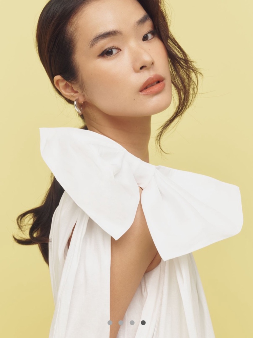 Bardot White Bow-Shoulder Bubble Hem Mini Dress
